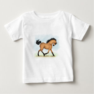 Trotting Buckskin Horse Equestrian Baby T-Shirt