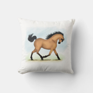 Trotting Buckskin Horse Equestrian Cushion