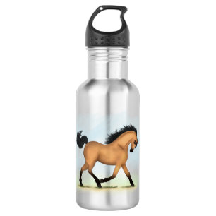 Trotting Buckskin Horse Equestrian Horse Lover's 532 Ml Water Bottle