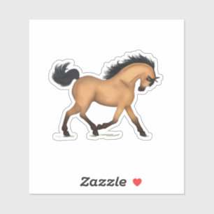 Trotting Buckskin Horse Pony Equestrian Decal