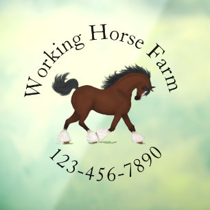 Trotting Clydesdale Horse Circular Text Custom