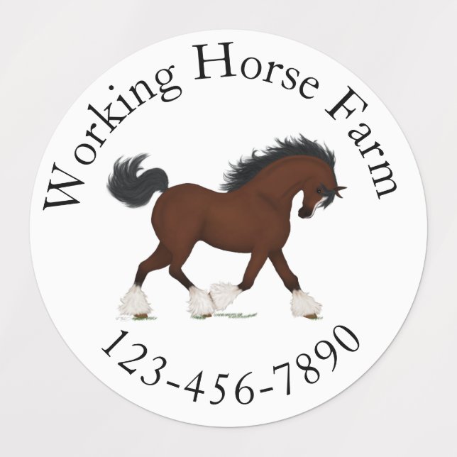 Trotting Clydesdale Horse Circular Text Custom (Design 1)