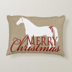 Trotting Horse Holiday Christmas Decorative Cushion