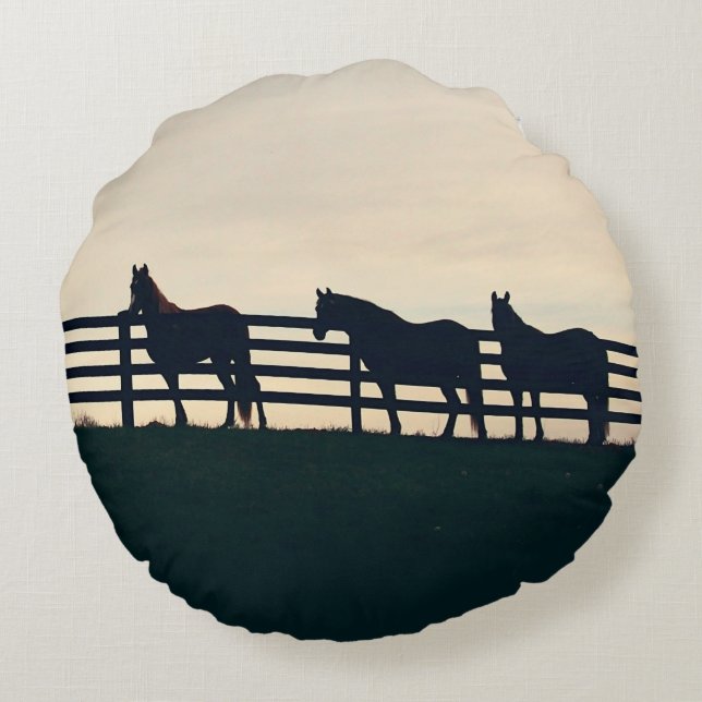 Trotting Horse Holiday Christmas Round Cushion (Back)