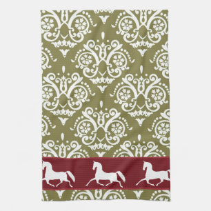Trotting Horse Holiday Christmas Tea Towel