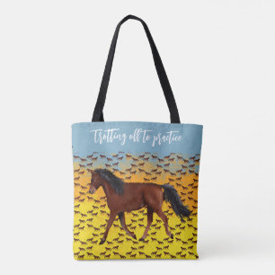 Trotting off to practice horse Tote Bag