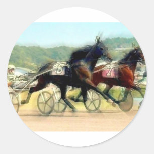 trotting power horse racing classic round sticker