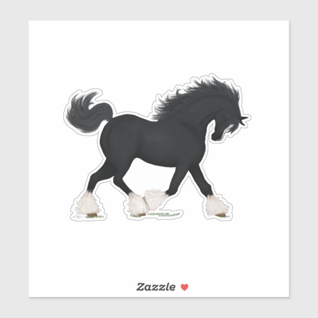 Trotting Shire Horse Draught Black with Blaze (Sheet)