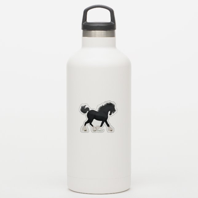 Trotting Shire Horse Draught Black with Blaze (Waterbottle)
