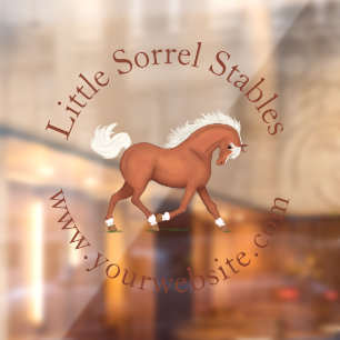 Trotting Sorrel Horse Circular Text Custom