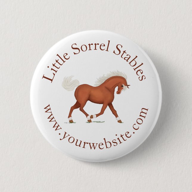 Trotting Sorrel Horse Circular Text Custom 6 Cm Round Badge (Front)