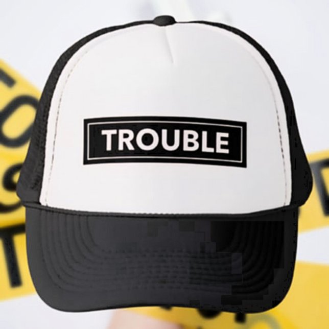TROUBLE Bold Text Trucker Hat (Creator Uploaded)