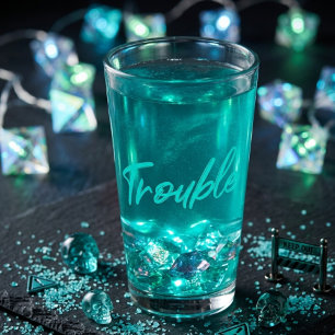 Trouble Brews – Teal Script Pint Glass