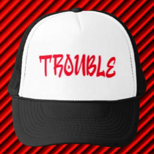 TROUBLE   Red Graffiti Trucker Hat