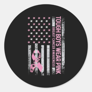 Trough Boy Wears Pink Breast Cancer Awareness Usa Classic Round Sticker