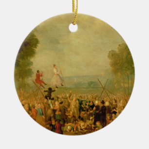 Troupe of Actors Performing on a Tightrope Ceramic Tree Decoration