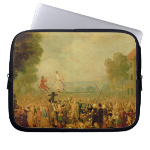 Troupe of Actors Performing on a Tightrope Laptop Sleeve