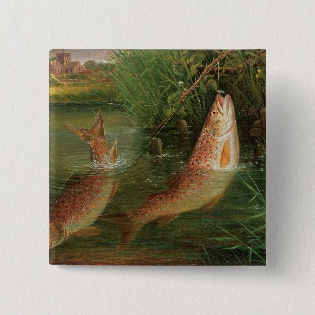 Trout at Winchester 15 Cm Square Badge (Front)