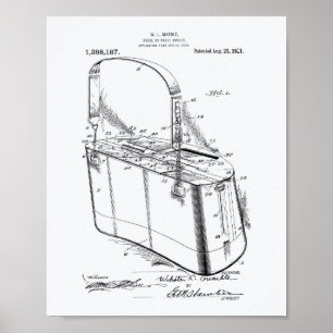 Trout Basket 1921 Patent Art White Paper Poster
