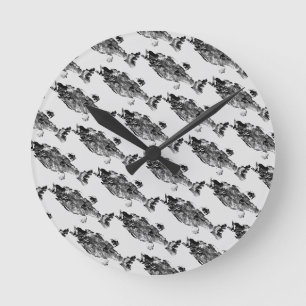 Trout, bass, and crappie three fish favourites r round clock