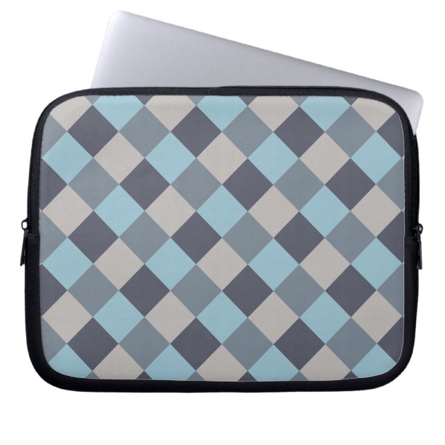 Trout Blue Grey Cotton Seed Chequerboard Laptop Sleeve (Front)