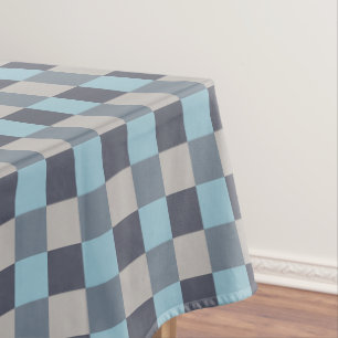 Trout Blue Grey Cotton Seed Chequerboard Tablecloth