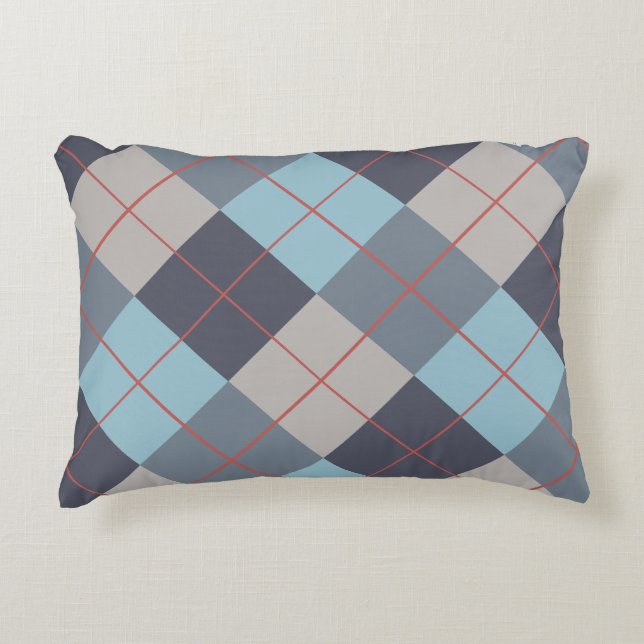 Trout Blue Grey Cotton Seed Orange Red Pattern Decorative Cushion (Front)