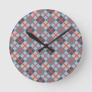 Trout Blue Grey Cotton Seed Orange Red Pattern Round Clock