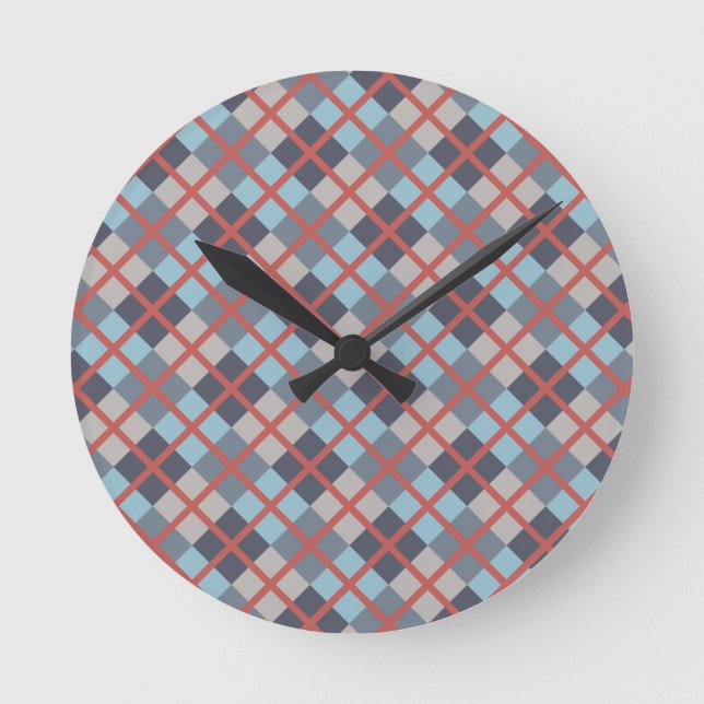 Trout Blue Grey Cotton Seed Orange Red Pattern Round Clock (Front)