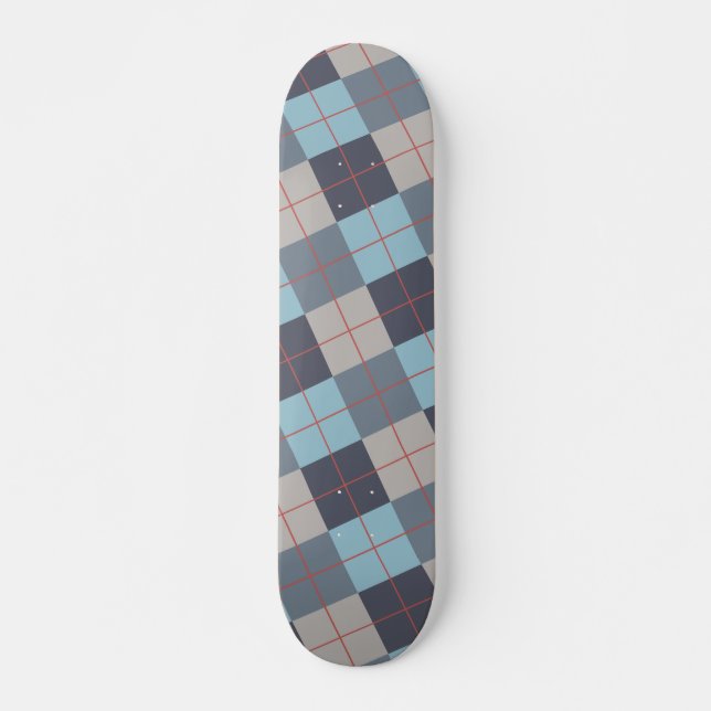 Trout Blue Grey Cotton Seed Orange Red Pattern Skateboard (Front)