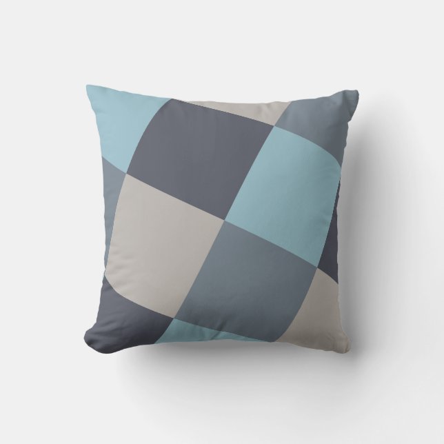 Trout Blue Grey Cotton Seed Squares Cushion (Front)