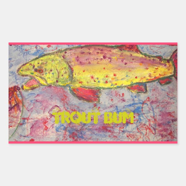 trout bum art rectangular sticker (Front)