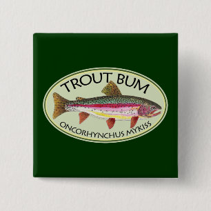 Trout Bum Fishing 15 Cm Square Badge