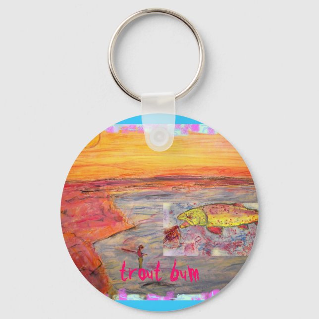trout bum sunset key ring (Front)