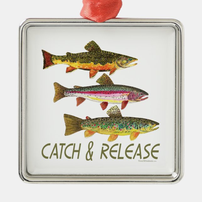 Trout Catch and Release Metal Ornament (Front)
