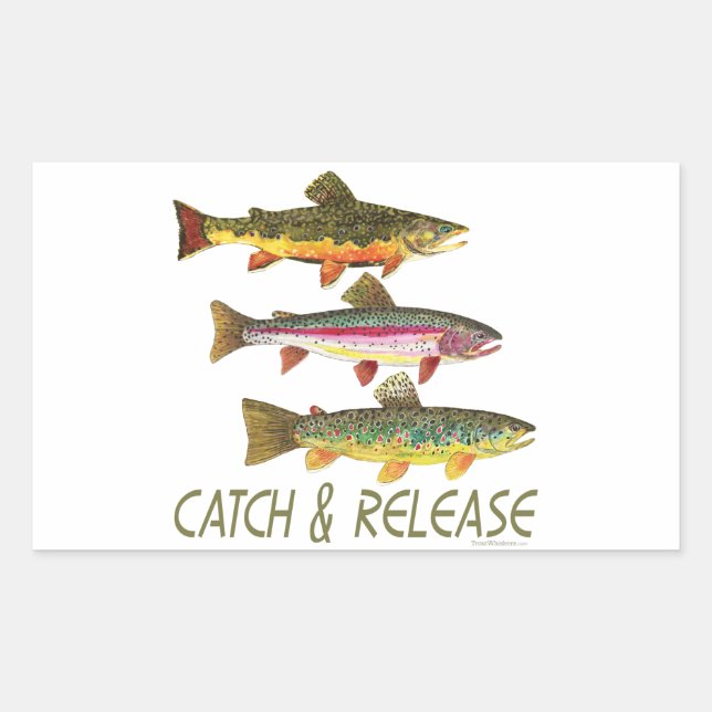 Trout Catch and Release Rectangular Sticker (Front)