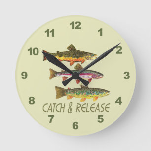 Trout Catch and Release Round Clock