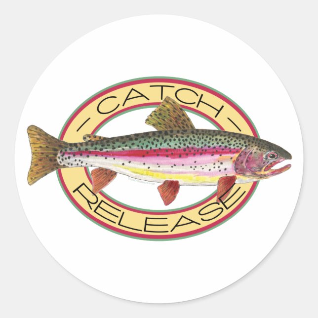 Trout Catch & Release Fishing Classic Round Sticker (Front)