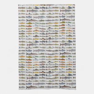 Trout, Char, Grayling, Hucho and Whitefish Group Tea Towel