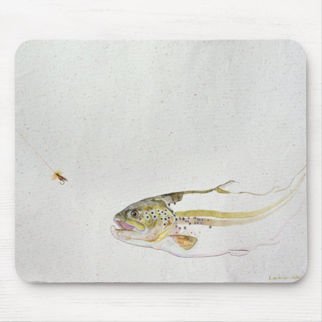 Trout chasing a fisherman's fly mouse pad (Front)