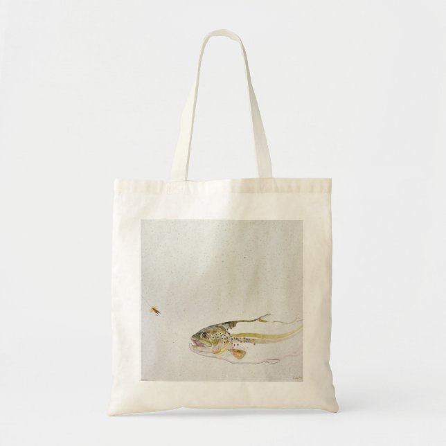Trout chasing a fisherman's fly tote bag (Front)