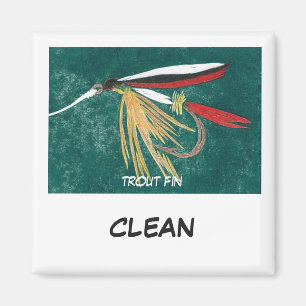 "Trout Fin" Dish Washer Status Magnet