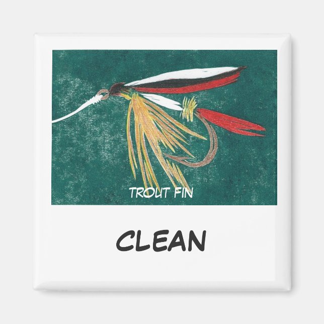 "Trout Fin" Dish Washer Status Magnet (Front)