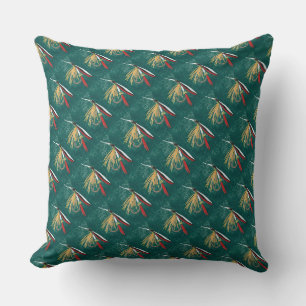 "Trout Fin" Trout Fly tiled wet fly on green       Cushion