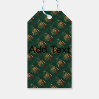 "Trout Fin" Trout Fly tiled wet fly on green Gift Tags