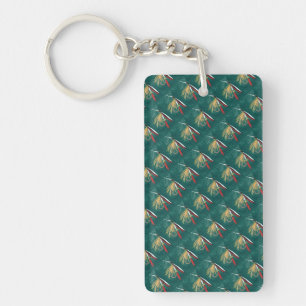 "Trout Fin" Trout Fly tiled wet fly on green Key Ring