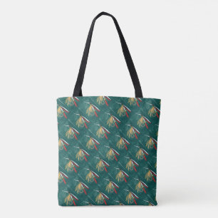 "Trout Fin" Trout Fly tiled wet fly on green Tote Bag