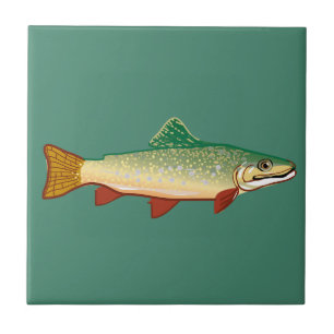 Trout fish art ceramic tile