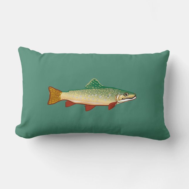Trout fish art illustration lumbar cushion (Front)