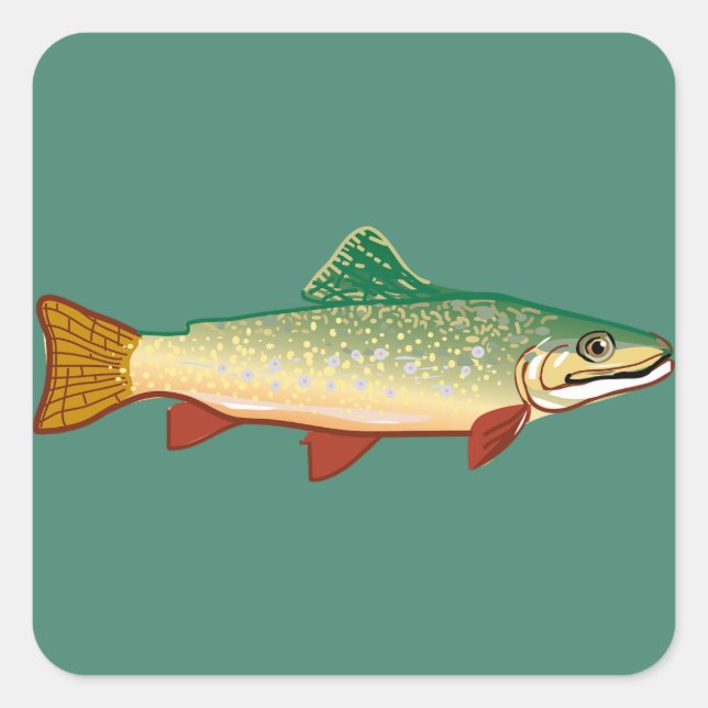 Trout fish art square sticker (Front)